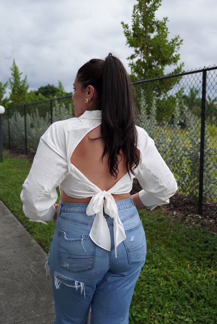 The Lulu Open Back Button Down Collard Shirt